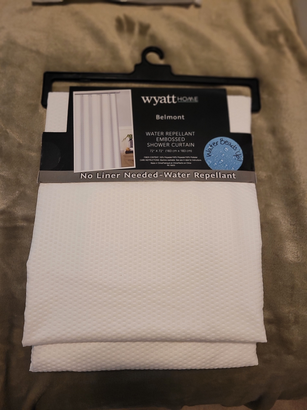 Wyatt Home Belmont In Classic White, Water-Repellent Embossed Shower Curtain